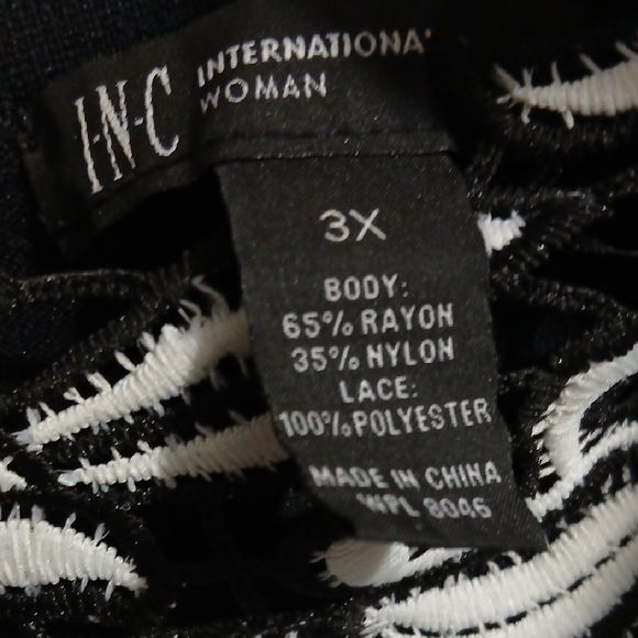 INC International Concepts Black Top with White Embroidery - Picture 5 of 5
